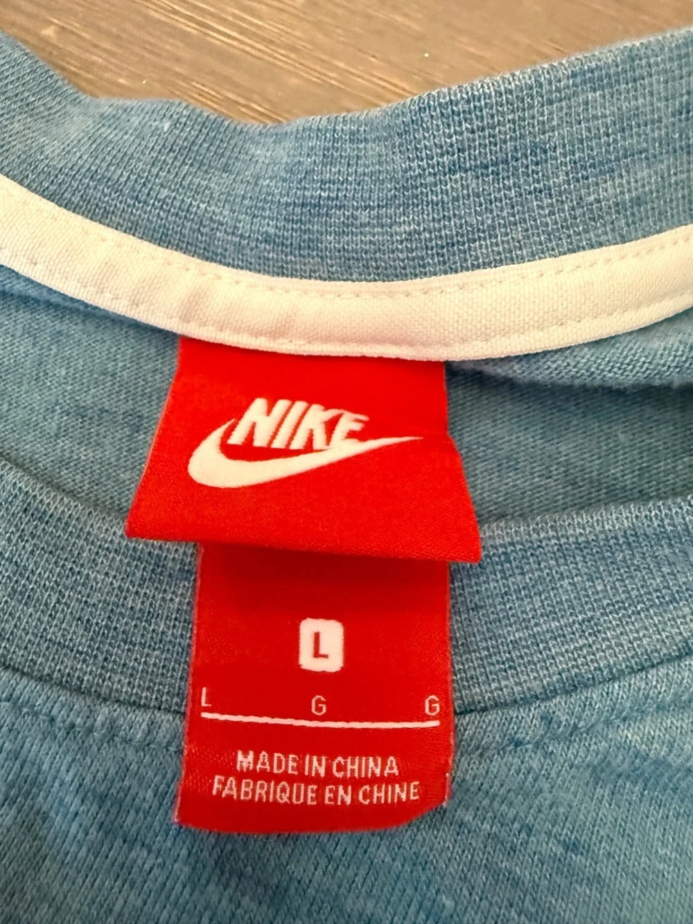Nike Sportswear Blue Heathered Logo Tee Shirt High Low Hem Short Sleeve